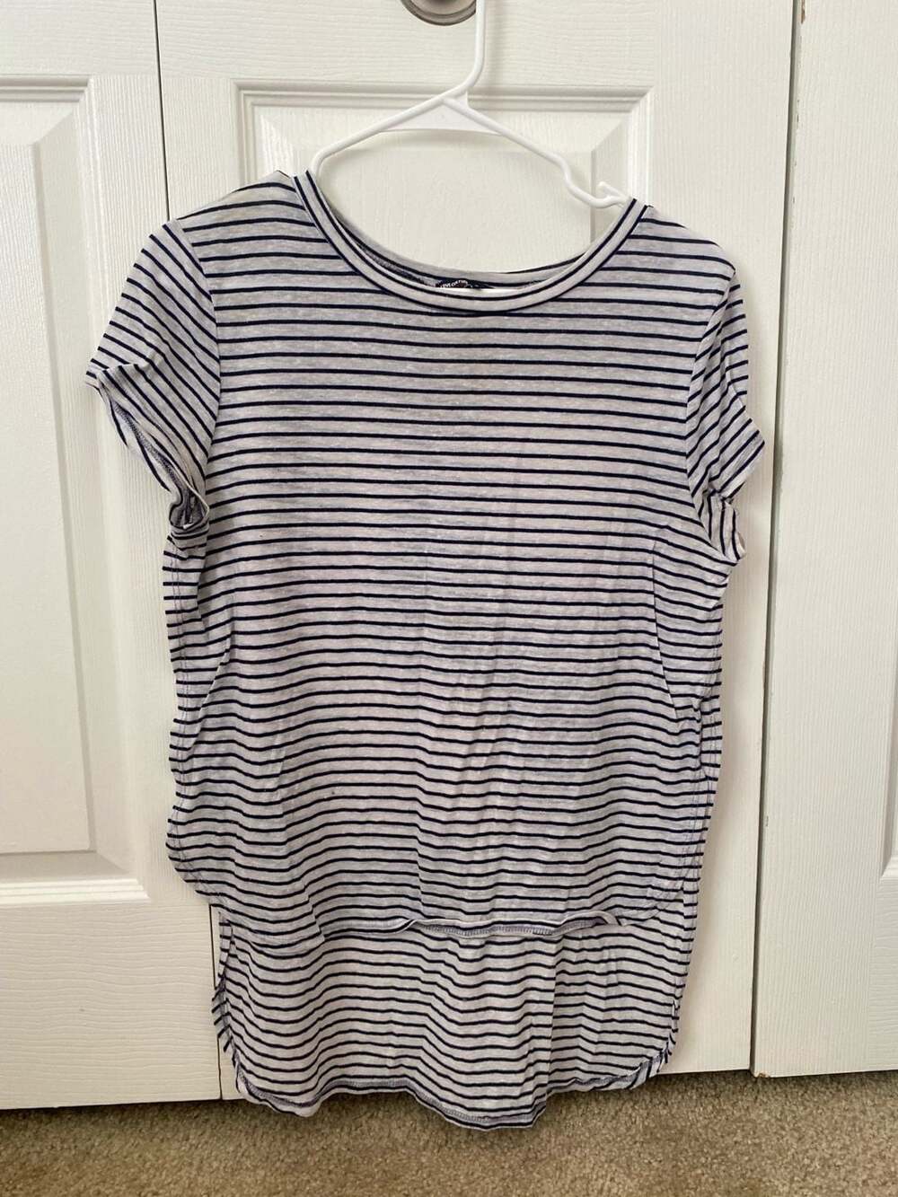 Love Culture Navy and White Striped High-Low Tunic T-Shirt